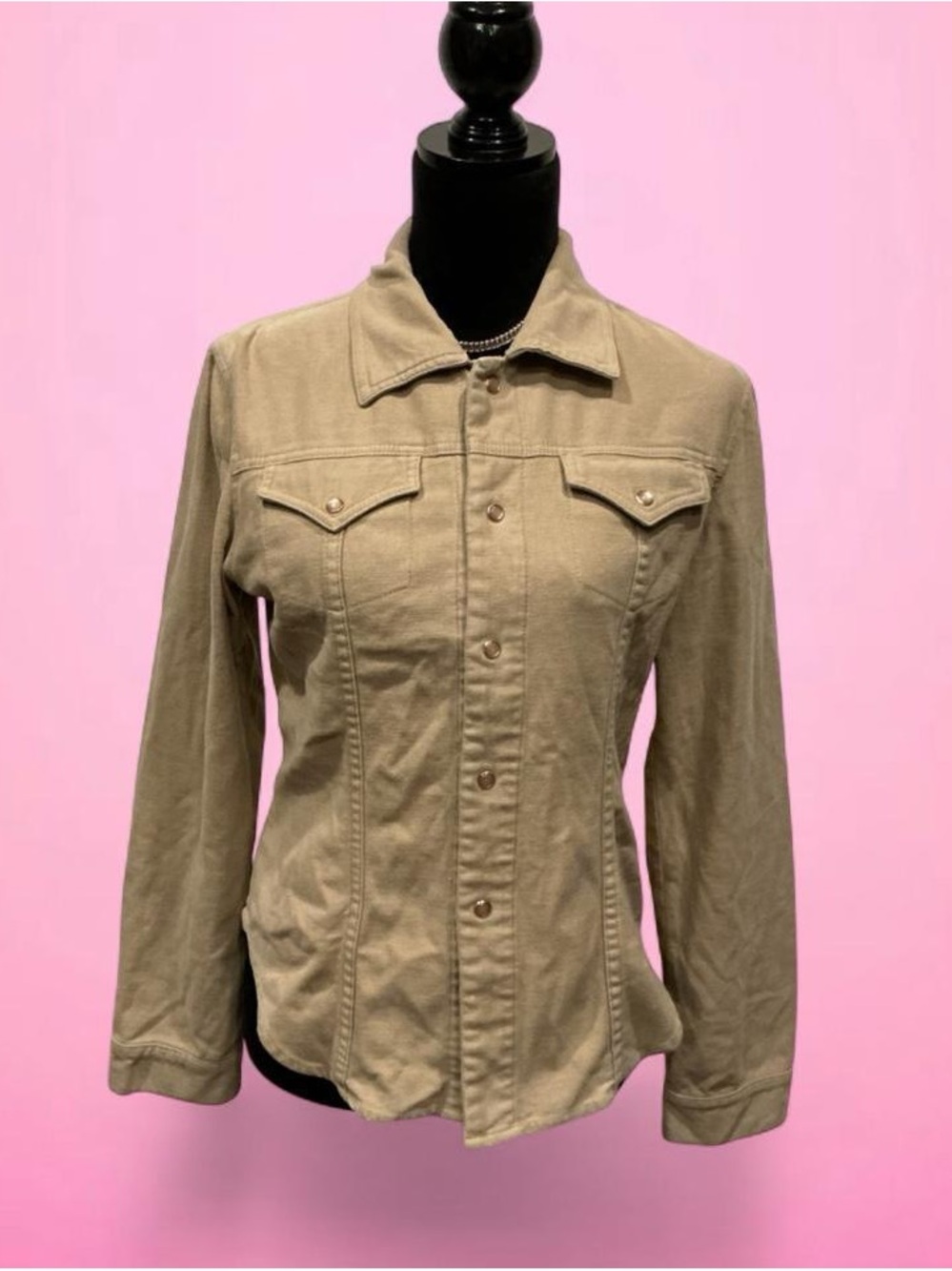 Vintage Sitwell by Anthropologie Women's Tan Snap Front Shirt Jacket